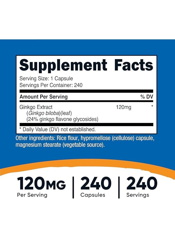Nutricost, Ginkgo Biloba, 120 mg, 240 Capsules - Image 5